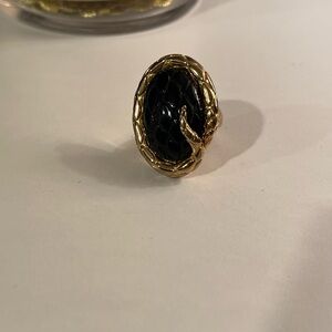 Just Cavalli Gold and Black Snake Ring